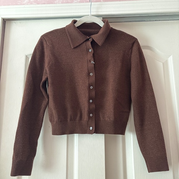 Sandy Liang Jeep Bralette + Summer Cardigan in Cocoa (S) - Picture 5 of 5